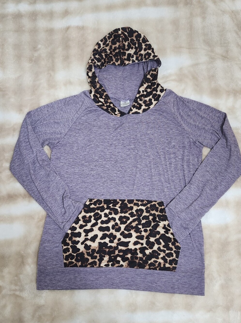 Leopard Print Hoodie Purple With Animal Print Hood And Pocket Cheetah